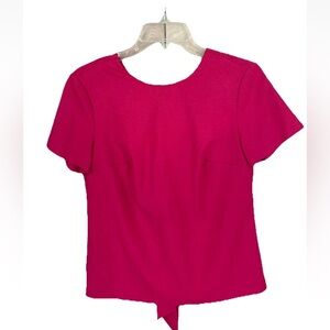 Banana Republic short sleeve career Blouse Back bow bright Fushia Sz XS EUC
